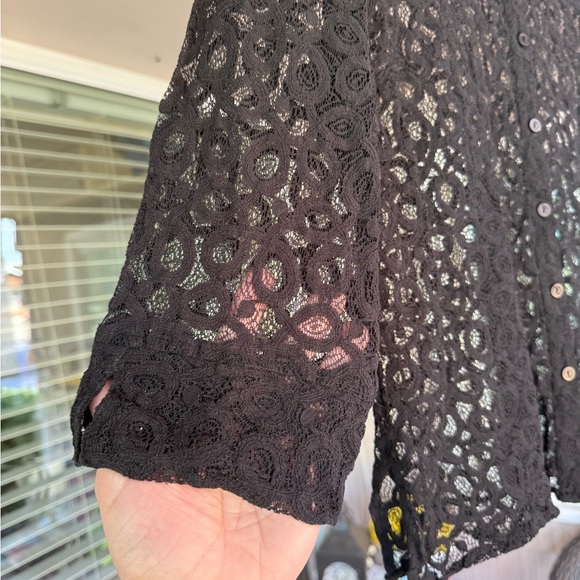 Notations Black 3/4 Sleeve Button Down Shirt - Picture 2 of 7